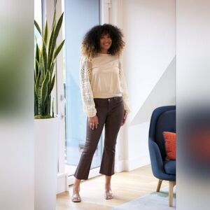 Frame Le Crop Mini Boot Chocolate Brown Denim Jeans Size 27